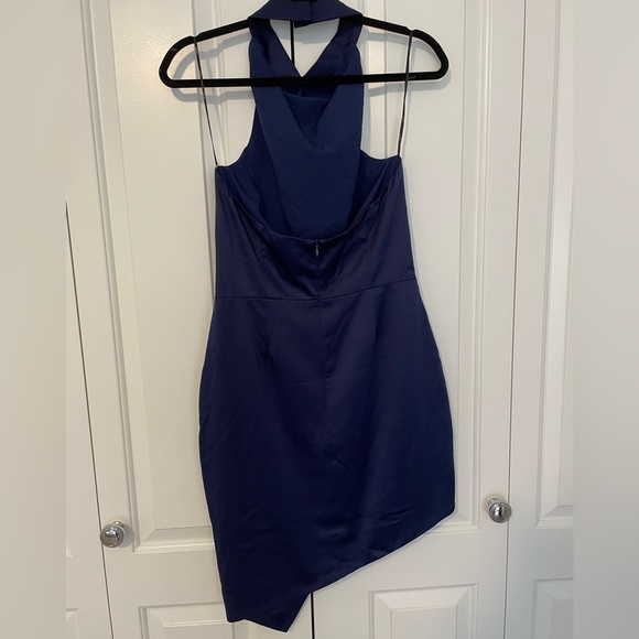 ELLIATT Camo Asymmetrical Satin Halter Dress in Navy Size Medium - Picture 4 of 8